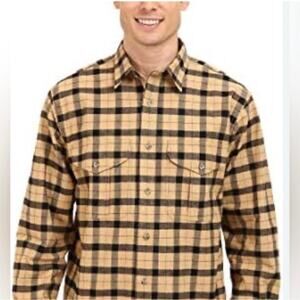 CC Filson Co Alaskan Guide Plaid Long Sleeve Flannel Shirt Men's Large Gold